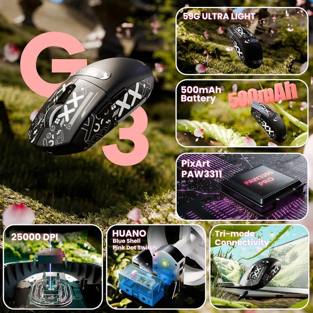 Alt view image 2 of 7 - G3 Wireless Gaming Mouse,Black&Sticker