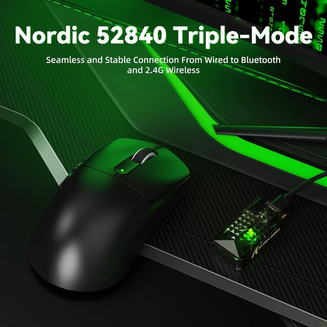 Alt view image 6 of 7 - V5 Wireless Gaming Mouse with 42000 DPI -PAW3950 MAX Sensor -55g Ultra-Lightweight-Nordic 52840 MCU,Wired/BT/2.4GHz Wirelss Programmable Mouse for PC/Mac (Black)