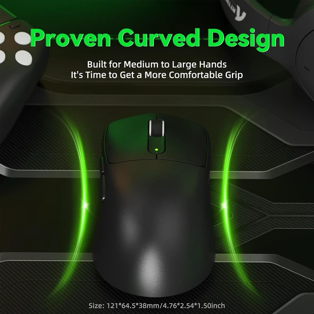 Alt view image 7 of 7 - V5 Wireless Gaming Mouse with 42000 DPI -PAW3950 MAX Sensor -55g Ultra-Lightweight-Nordic 52840 MCU,Wired/BT/2.4GHz Wirelss Programmable Mouse for PC/Mac (Black)