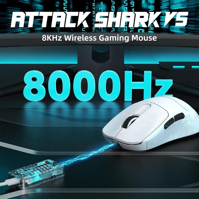 Alt view image 2 of 7 - V5 Wireless Gaming Mouse with 42000 DPI -PAW3950 MAX Sensor -55g Ultra-Lightweight-Nordic 52840 MCU,Wired/BT/2.4GHz Wirelss Programmable Mouse for PC/Mac (White Sticker)