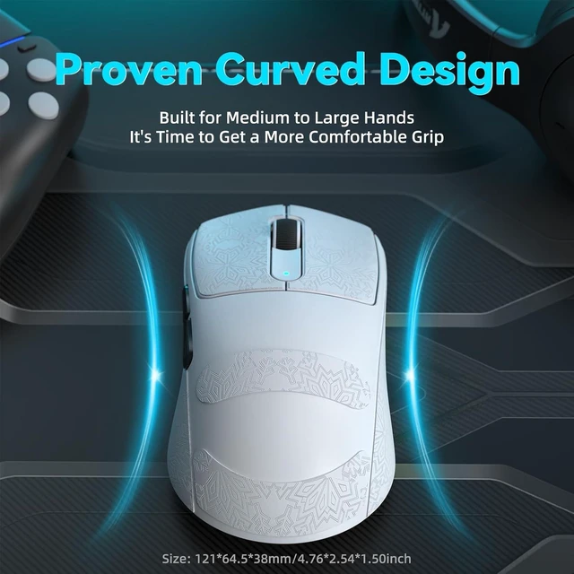 Alt view image 7 of 7 - V5 Wireless Gaming Mouse with 42000 DPI -PAW3950 MAX Sensor -55g Ultra-Lightweight-Nordic 52840 MCU,Wired/BT/2.4GHz Wirelss Programmable Mouse for PC/Mac (White Sticker)