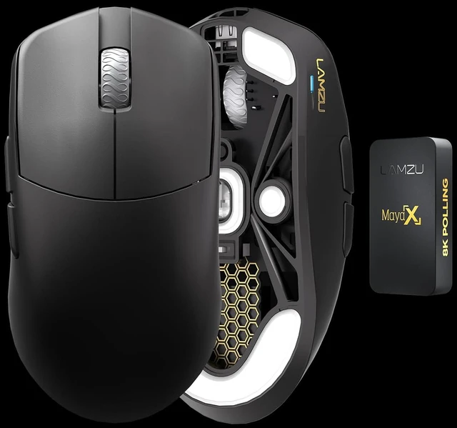 Alt view image 3 of 7 - Maya X Wireless Gaming Mouse, Ultra Lightweight 47g, Optical Switch, Maximum 30000 DPI, Symmetrical, MCU Nordic 52840, Dust-Proof Encoder, PAW3950 Sensor(Larger Maya) (Black)