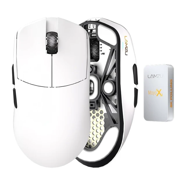 Main image of Maya X Wireless Gaming Mouse, Ultra Lightweight 47g, Optical Switch, Maximum 30000 DPI, Symmetrical, MCU Nordic 52840, Dust-Proof Encoder, PAW3950 Sensor(Larger Maya) (White)