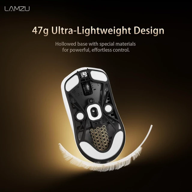 Alt view image 4 of 7 - Maya X Wireless Gaming Mouse, Ultra Lightweight 47g, Optical Switch, Maximum 30000 DPI, Symmetrical, MCU Nordic 52840, Dust-Proof Encoder, PAW3950 Sensor(Larger Maya) (White)