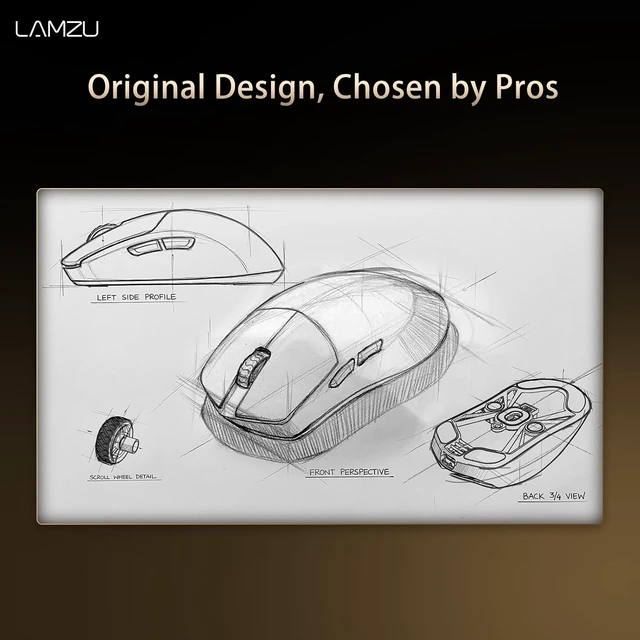 Alt view image 3 of 7 - Maya X Wireless Gaming Mouse, Ultra Lightweight 47g, Optical Switch, Maximum 30000 DPI, Symmetrical, MCU Nordic 52840, Dust-Proof Encoder, PAW3950 Sensor(Larger Maya) (White)