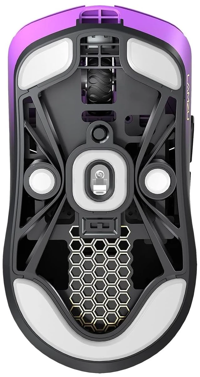 Alt view image 3 of 6 - Maya Champion Edition Wireless Gaming Mouse, Ultra-Lightweight 45g, Optical Switch, Golden TTC Dust-Proof Encoder, Pixart PAW 3950 IC, 8K Compatible, for Small Hand Users(Purple Shadow)