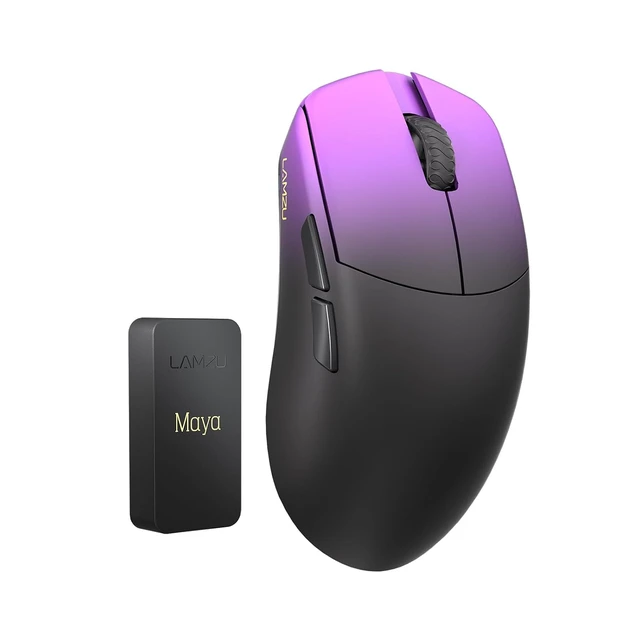 Alt view image 4 of 6 - Maya Champion Edition Wireless Gaming Mouse, Ultra-Lightweight 45g, Optical Switch, Golden TTC Dust-Proof Encoder, Pixart PAW 3950 IC, 8K Compatible, for Small Hand Users(Purple Shadow)