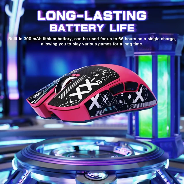 Alt view image 5 of 7 - X11 SE Ultra-Light Wireless Gaming Mouse, Berry Red&Sticker