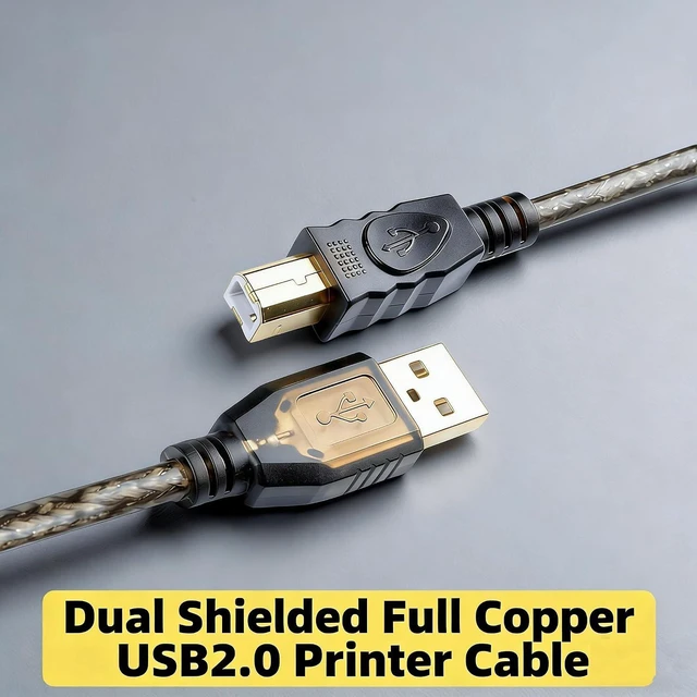 Alt view image 3 of 6 - USB 2.0 Printer Cable 10ft (3M), Double Shielded Gold Plated A-B High Speed