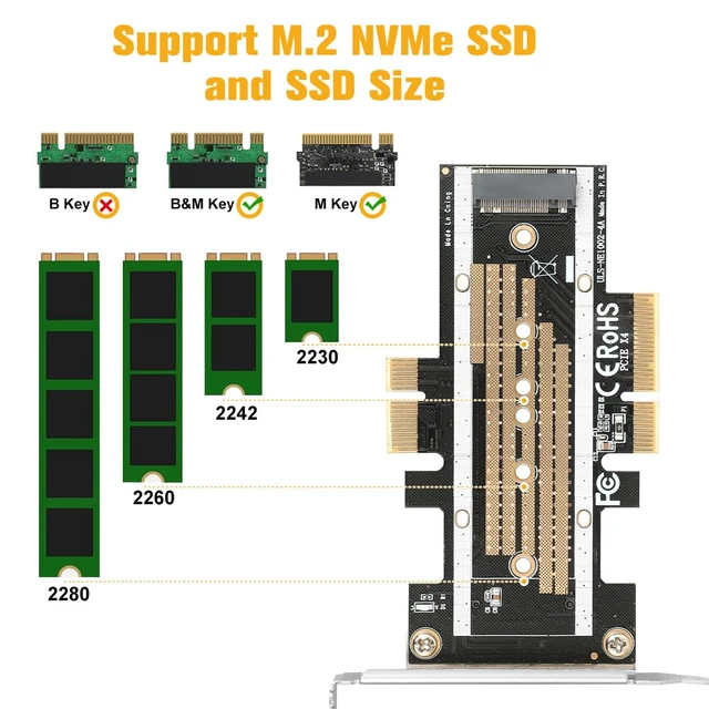 Alt view image 2 of 7 - M.2 NVMe SSD to PCIe X16/X8/X4/X1 Adapter Card, PCIe to M.2