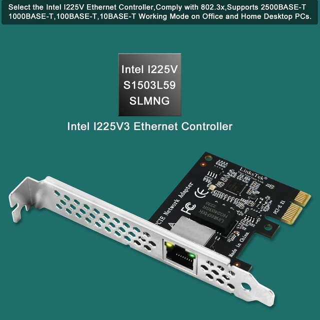Alt view image 2 of 7 - PCIE-I225 PCE x1 Interface to 2.5GbE RJ45 Ports Network Adapter for Windows 11, 10 64bit and Windows Server 2019, 2022, Intel I225V Ethernet Controller, 2.5GbE PCIE NIC Card