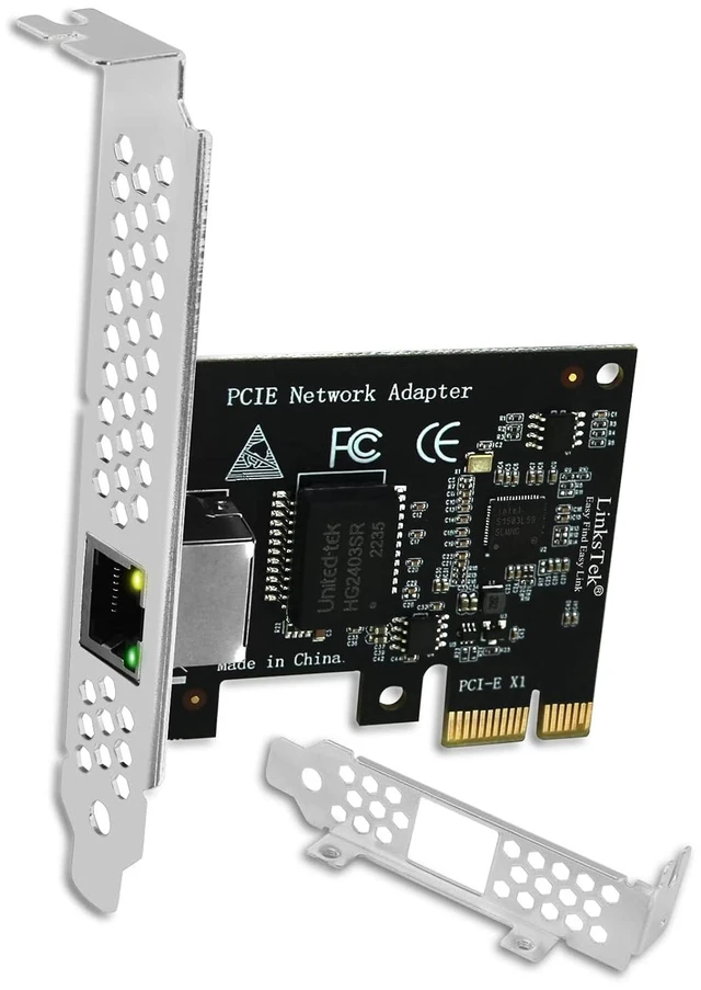 Main image of PCIE-I225 PCE x1 Interface to 2.5GbE RJ45 Ports Network Adapter for Windows 11, 10 64bit and Windows Server 2019, 2022, Intel I225V Ethernet Controller, 2.5GbE PCIE NIC Card