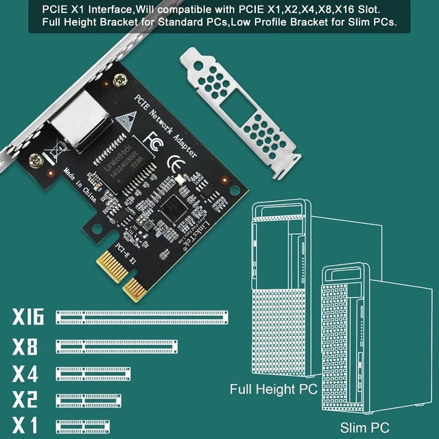 Alt view image 6 of 7 - PCIE-I225 PCE x1 Interface to 2.5GbE RJ45 Ports Network Adapter for Windows 11, 10 64bit and Windows Server 2019, 2022, Intel I225V Ethernet Controller, 2.5GbE PCIE NIC Card