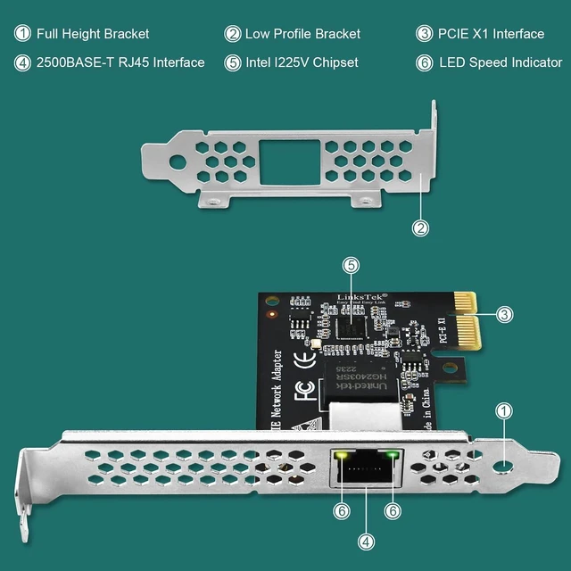 Alt view image 7 of 7 - PCIE-I225 PCE x1 Interface to 2.5GbE RJ45 Ports Network Adapter for Windows 11, 10 64bit and Windows Server 2019, 2022, Intel I225V Ethernet Controller, 2.5GbE PCIE NIC Card