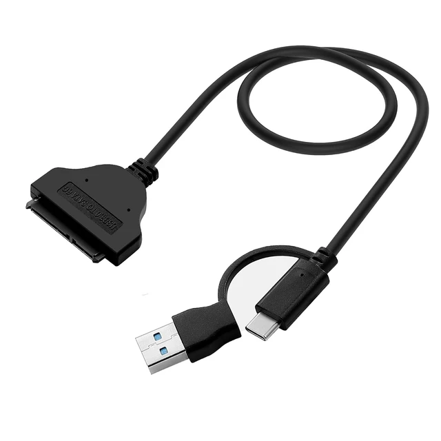 Alt view image 6 of 6 - 2-in-1 SATA to USB Cable 1.6ft, USB-C/USB-A 3.0 to SATA III Hard Driver Adapter Compatible for 2.5 inch HDD and SSD External Converter (50cm)