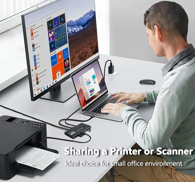 Alt view image 4 of 7 - USB 3.0 Switch Selector, USB Switcher 2 Computers Sharing 3X Type A/USB C