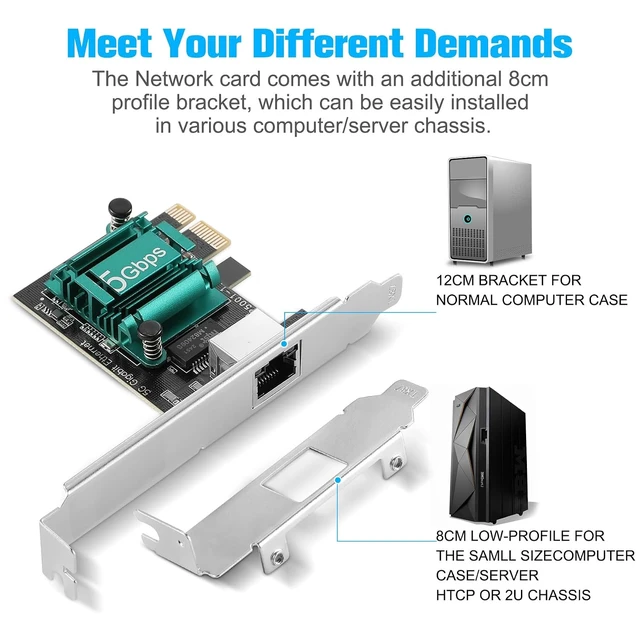 Alt view image 5 of 7 - 5Gb PCIe Network Card, PCIe to 5Gb Ethernet Card, RTL8126 Chip NIC