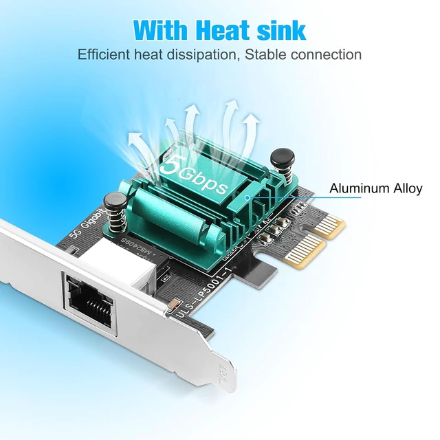 Alt view image 6 of 7 - 5Gb PCIe Network Card, PCIe to 5Gb Ethernet Card, RTL8126 Chip NIC