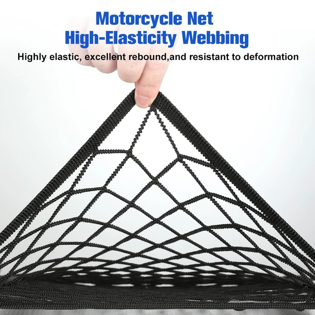 Alt view image 3 of 7 - Motorcycle Cargo Net, 14"X14" High-Elastic Double Layer Bungee Net