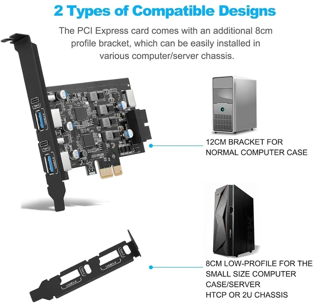 Alt view image 5 of 7 - 6-Ports USB 3.0 PCIe Card (2X USB A-2X Type-C), with 19 Pin/Type E(A-Key)