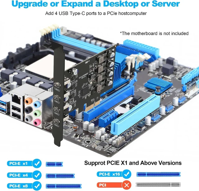Alt view image 2 of 7 - 4-Ports PCIe USB 3.0 5Gbps Expansion Card (4X Type-C)
