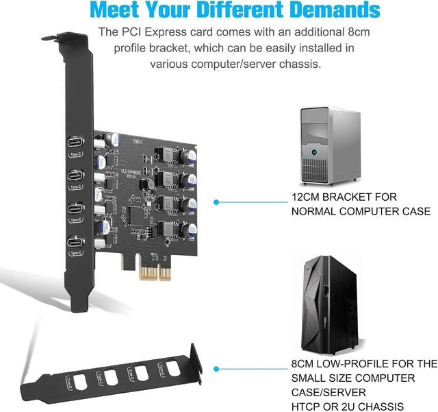 Alt view image 6 of 7 - 4-Ports PCIe USB 3.0 5Gbps Expansion Card (4X Type-C)