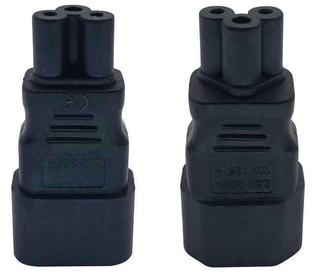 Alt view image 4 of 7 - IEC 320 C14 to C5 AC Adapter, 10A 125V IEC 3Pole Male to Mickey Mouse 3Pole Female Power Adapter,C5 to C14 AC Converter for Mickey Mouse Laptop Receptacle Converter (2 Pack-C5 to C14)