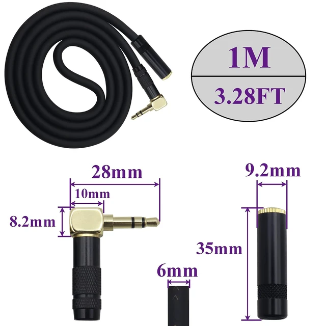 Alt view image 2 of 7 - (1M/3Ft 90 Degree 3.5mm Aux Cord Metal Casing Right Angle TRS 3 Pole 1/8 3.5mm Female to Male Stereo Audio Cord for for Phone,Laptop,Tablets,Headphones,Cars and More.(Black-M/F)