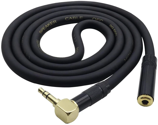 Main image of (1M/3Ft 90 Degree 3.5mm Aux Cord Metal Casing Right Angle TRS 3 Pole 1/8 3.5mm Female to Male Stereo Audio Cord for for Phone,Laptop,Tablets,Headphones,Cars and More.(Black-M/F)