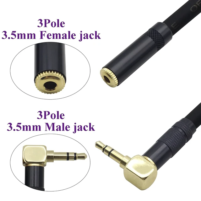 Alt view image 3 of 7 - (2M/6Ft 90 Degree TRS 3 Pole 1/8 Stereo Aux Cord Right Angle 3.5mm Male to Female Auxiliary Extension Double-Shielded Cable for Phone,Laptop,Tablets,Headphones,Cars and More(Black-M/F)
