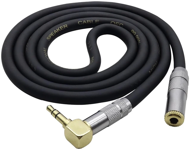 Main image of (1M/1Ft Right Angle 3 Pole 3.5mm Aux Cord Metal Casing 90 Degree TRS 1/8 3.5mm Female to 1/8" Male Stereo Audio Cord for Phone,Laptop,Tablets,Headphones,Cars and More.(Silver-M/F)