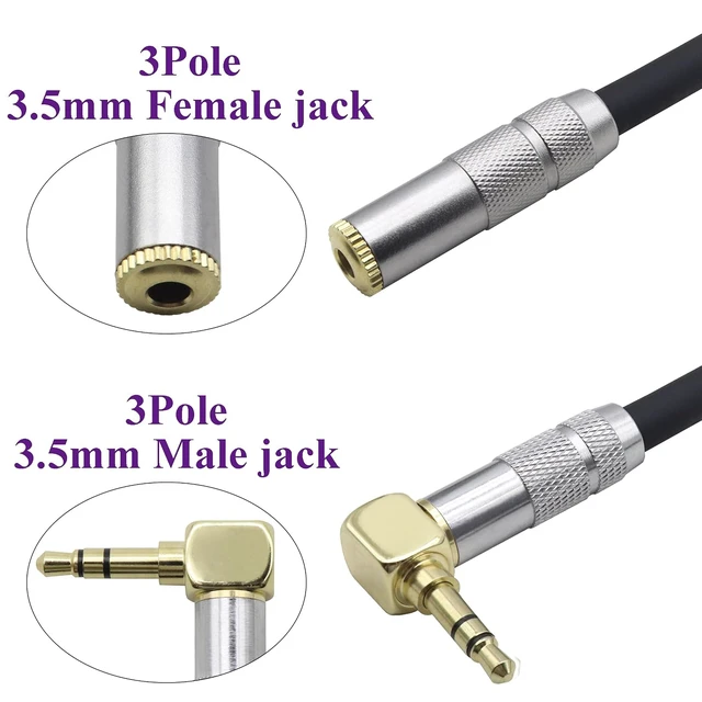 Alt view image 4 of 7 - (0.3M/1Ft Right Angle 3.5mm TRS Headphone Extension Cable 90 Degree 3.5mm 1/8 3Pole Male to Female 1/8 Aux Audio Cord for Phones,Headphones,Speakers,Tablets,PCs,MP3 Players&More.(Silver-M/F)