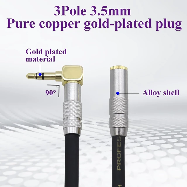 Alt view image 4 of 7 - (1M/1Ft Right Angle 3 Pole 3.5mm Aux Cord Metal Casing 90 Degree TRS 1/8 3.5mm Female to 1/8" Male Stereo Audio Cord for Phone,Laptop,Tablets,Headphones,Cars and More.(Silver-M/F)