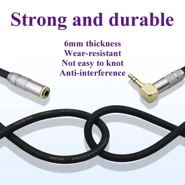Alt view image 5 of 7 - (2M/6Ft)Right Angle TRS 3Pole 1/8 Stereo Aux Cord 90 Degree 3.5mm Male to Female Auxiliary Extension Double-Shielded Cable for Car Stereo,Home Stereo,Tablet,PC,CD,Headphone,Headset(Silver-M/F)