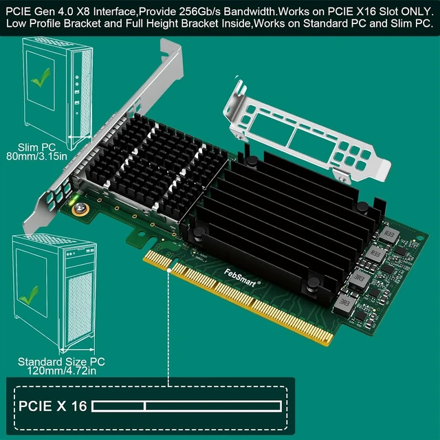 Alt view image 7 of 7 - PCIE GEN 4.0 X16 to 2X 100GbE QSFP28 Fiber Ports Intelligent RDMA Ethernet Adapter for HPC, Storage and Virtualization, Mellanox ConnectX-5 EX MT28808A0 2X QSFP28 100Gb/s Ethernet Controller (CX516A)