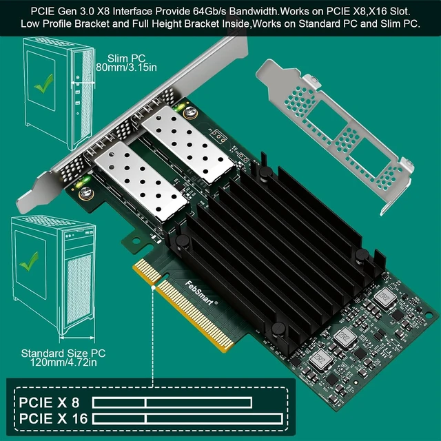 Alt view image 7 of 7 - PCIE GEN 3.0 X8 to 2X 25GbE SFP28 Optical Ports Intelligent RDMA Converged Ethernet Adapter for HPC, Storage and Virtualization, Mellanox ConnectX-4 Lx MT27711A0 25Gb/s Ethernet Controller (CX4121A)