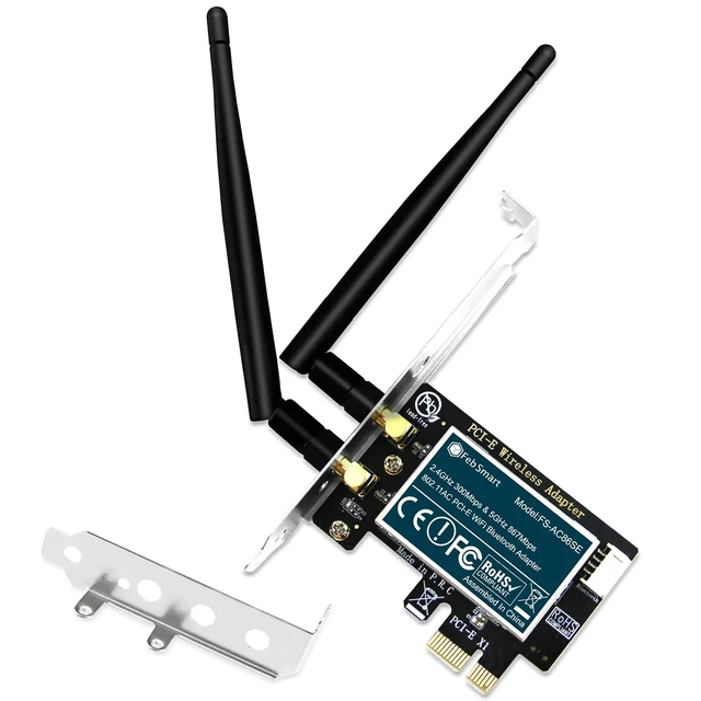 Main image of Wireless-AC Dual Band 1200Mbps (2.4GHz 300Mbps and 5GHz 867Mbps) PCI Express WiFi Card for Windows XP, 7, 8.x, 10, 11 (32/64bit) and Windows Server Desktop PCs, PCIE WiFi Adapter (FS-AC86SE)