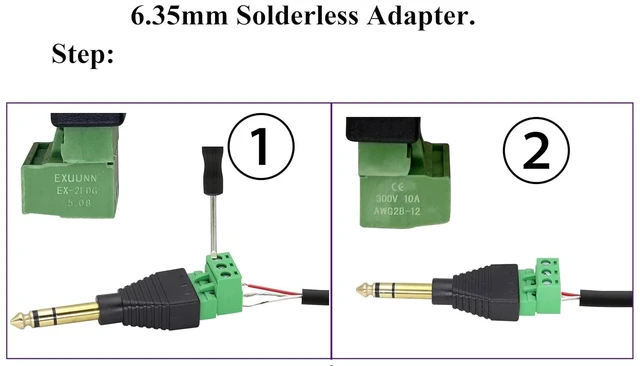 Alt view image 5 of 7 - (1/4" TRS Audio Screw Terminal Block Adapter, 6.35mm Male to 3 Pin/Way Female Bolt Screw Terminals Jack,6.35 mm DIY Audio Solderless Connector for Electric Bass,Amplifier/Amp,etc(5 Pack)