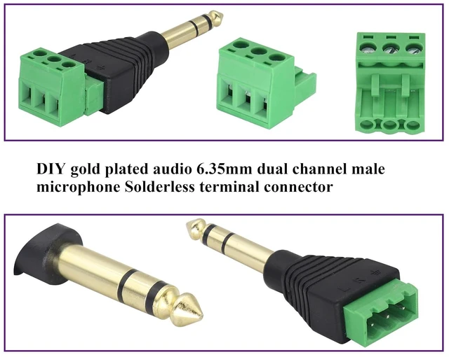 Alt view image 4 of 7 - (1/4" TRS Audio Screw Terminal Block Adapter, 6.35mm Male to 3 Pin/Way Female Bolt Screw Terminals Jack,6.35 mm DIY Audio Solderless Connector for Electric Bass,Amplifier/Amp,etc(5 Pack)