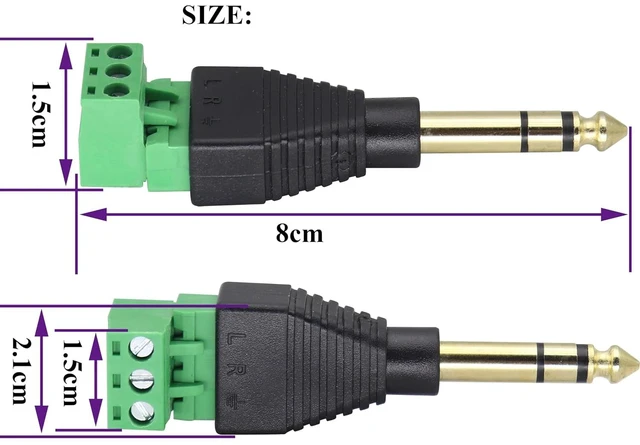 Alt view image 2 of 7 - (1/4" TRS Audio Screw Terminal Block Adapter, 6.35mm Male to 3 Pin/Way Female Bolt Screw Terminals Jack,6.35 mm DIY Audio Solderless Connector for Electric Bass,Amplifier/Amp,etc(5 Pack)