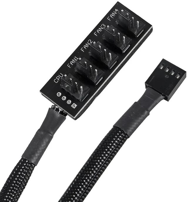 Alt view image 2 of 7 - 4-Pack PWM Fan Hub, 1 to 5 Way Splitter PC Motherboard Case Power Extension Cable for ATX Computer 4-Pin and 3-Pin Cooling Fans