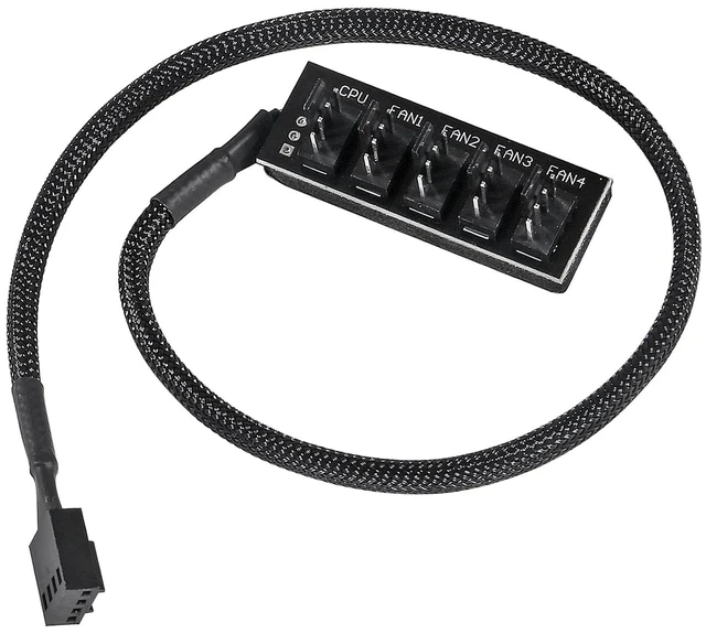 Alt view image 6 of 7 - 4-Pack PWM Fan Hub, 1 to 5 Way Splitter PC Motherboard Case Power Extension Cable for ATX Computer 4-Pin and 3-Pin Cooling Fans