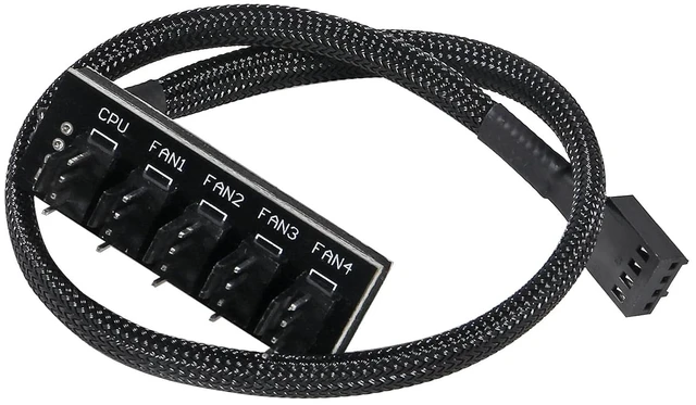Alt view image 7 of 7 - 4-Pack PWM Fan Hub, 1 to 5 Way Splitter PC Motherboard Case Power Extension Cable for ATX Computer 4-Pin and 3-Pin Cooling Fans