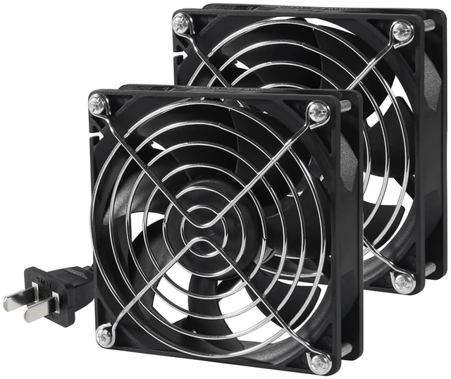 Main image of 2Pack AC Power Axial Fan 110V 120V 9025 90mm x 25mm Dual Ball Metal for DIY Ventilation Exhaust Projects Cooling