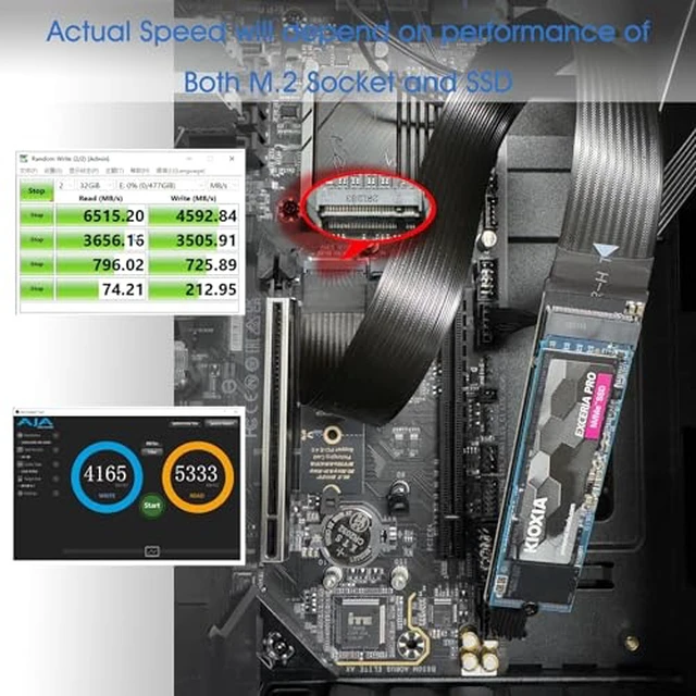 Alt view image 6 of 7 - M.2 NVMe Extension Cable, NVMe Extender for Both M Key and B+M Key SSD in Size 2280/2260/2242/2230 Support PCIe 4.0 and SATA 6Gbps(1FT) (Pack of 2)
