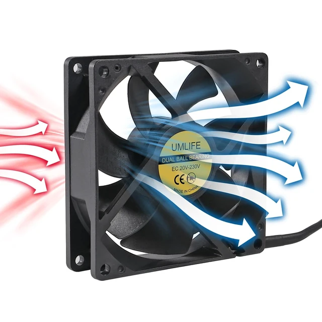 Alt view image 6 of 7 - 2Pack AC Power Axial Fan 110V 120V 9025 90mm x 25mm Dual Ball Metal for DIY Ventilation Exhaust Projects Cooling