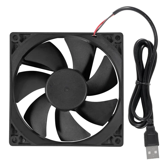 Alt view image 6 of 6 - 2 Pack 92mm USB Fan for DIY Cooling Ventilation - 92mm x 92mm x 25mm - 5V DC 0.12A 2000 RPM 43.4CFM 27.3dBA Sleeve Bearing 35000h Life
