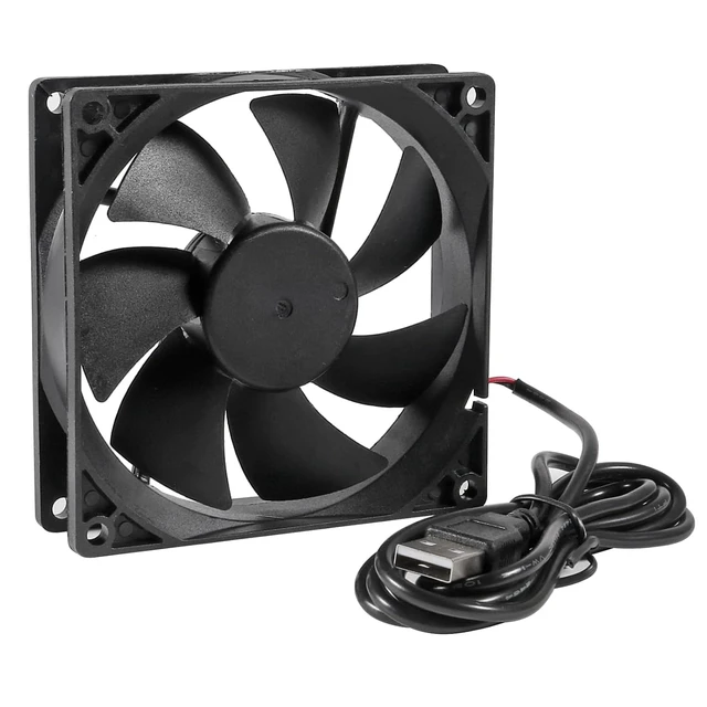 Alt view image 5 of 6 - 2 Pack 92mm USB Fan for DIY Cooling Ventilation - 92mm x 92mm x 25mm - 5V DC 0.12A 2000 RPM 43.4CFM 27.3dBA Sleeve Bearing 35000h Life