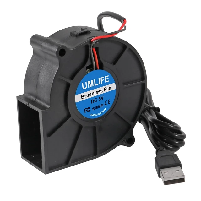 Alt view image 4 of 7 - 2Pack 7530 75mm x 30mm 5V USB Blower Fan DC Brushless Fans for Laptop, Amplifier, Raspberry Pi Cooling Ventilation