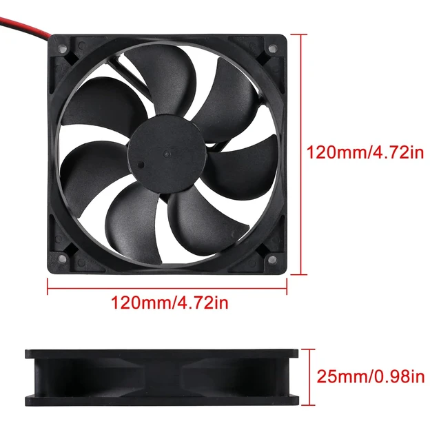 Alt view image 3 of 6 - 4-Pack 120mm Black Computer Case Fans High Performance Cooling Low Noise 2-Pin XH2.54 Connector 2000 RPM Dual Ball Bearing Long Life Up to 50,000 Hours